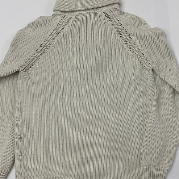 Zara Man Sport Classic Beige/Cream Chunky Knit Sweater Size Large Cowl Neck - Picture 4 of 4